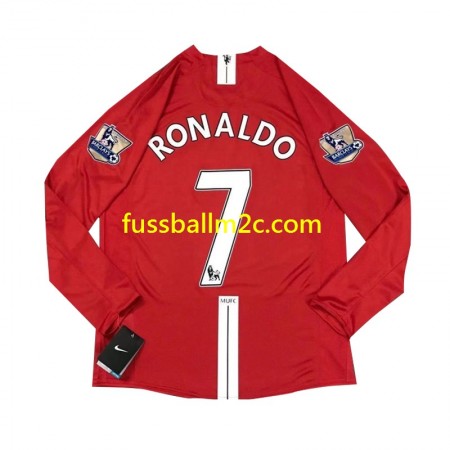 Fußballtrikots Manchester United Cristiano Ronaldo 7 2007 Retro Heim Trikotsatz Langarm